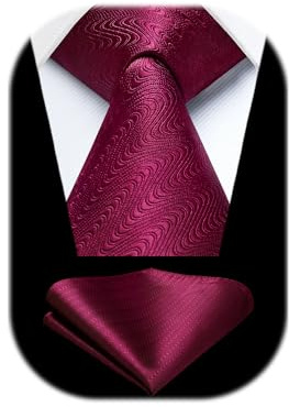 HISDERN Krawatten für Herren Check/Plaid/Tupfen Krawatte mit Einstecktuch Set Hochzeit Klassische Taschentuch Herren Formal Elegant Business