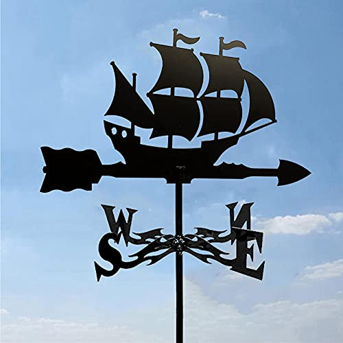 Barca a vela Segnavento Ferro Durevole Retro Farm Scena Giardino Palo Cortile Esterno Segnavento in ferro battuto Segnavento Vento Weathercock Ornamento Indicatore di direzione del vento Professionale