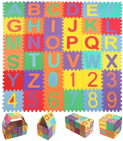 36 Pièces Tapis de Puzzle pour Enfants, Mousse Bébé, Dalle Mousse, Jeu Très Résistant - Convient aux 4-6 Ans (9x9cm)