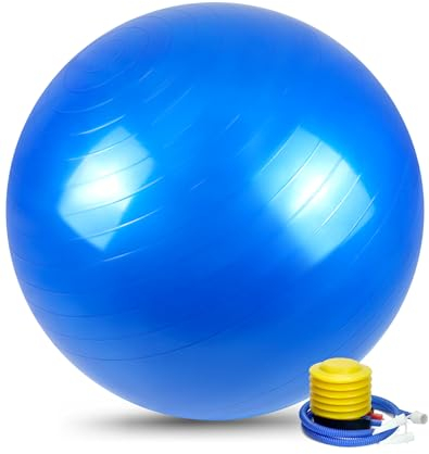 QWORK® Gymnastikball Sitzball mit Luftpumpe 65cm Trainingsball, Multifunktionaler Fitnessball mit Anti-Rutsch-Oberfläche, Sitzball für Fitness, Yoga, Gymnastik, Core Training, Pilates