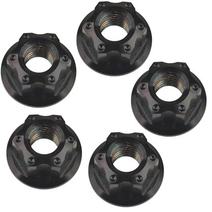 eallen Sicherungsmuttern 6 Stück Titan-Sechskantmuttern Ti M6 M8 M10 M12 M14 M16 Mutter for Motorrad-Fahrrad-Bremszubehör(Black,M10 1.25mm)
