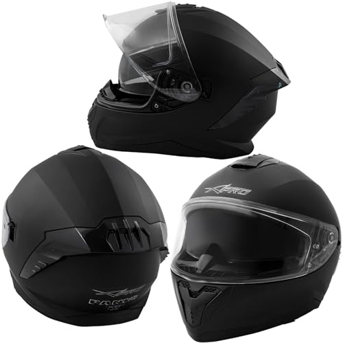 A-Pro Casco Integrale Moto Scooter Visiera Interna Parasole Viaggio Nero Opaco XS