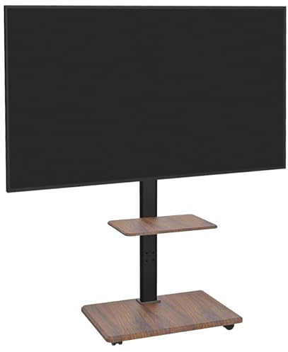 XTRARM Delphos Mobile TV Stand, Rollable with Wooden Base, TV Stand for 32-70 inch TV up to 45 kg, Adjustable Height up to approx. 130 cm, Swivel ±25° Max. VESA 600 x 400