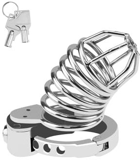 Größenverstellbarer Peniskäfig Mit Ausgehöhlter，Atmungsaktivem Keuschheitsgürtel Für Herren Aus Edelstahl，Keuschheitskäfig Herren (Medium)