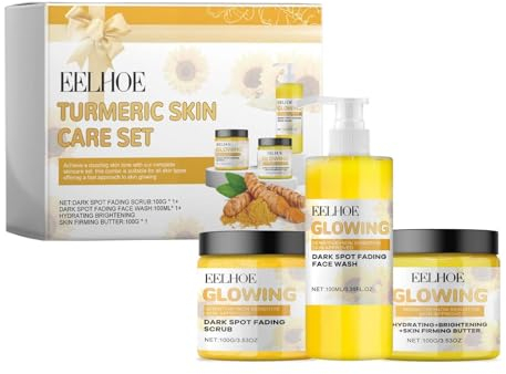 Turmeric Combo Kurkuma Glow Skincare Set, Kurkuma Hautpflegeprodukte Aufhellung & Akne mit Vitamin C zur Reinigung, Beruhigung, Hydratisierung der Haut, Kurkuma Hautpflege-Set für alle Hauttypen