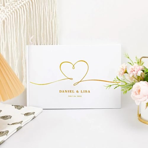 Personalizado Libro De Visitas Para Bodas Con Nombre/Fecha, Bautizos O Fiestas De Cumpleaños Libro De Visitas, Páginas Libro De Firmas Para Boda En Blanco