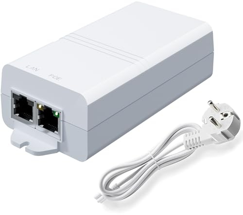 AGILEPOELINK 10 Gigabit PoE Injektor 30W Netzteil, PoE+ Power Injector Adapter mit 2 Befestigungslaschen für Sicherheits IP Kamera, Wireless AP, VoIP Telefon, Cellgate, Video-Türklingel