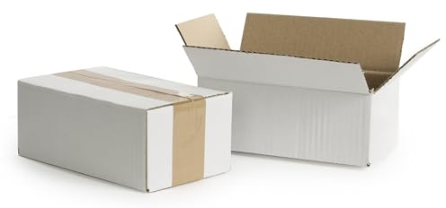 WePack 100 Stück Faltkarton 200x120x80 mm Versandkarton klein E-commerce Karton 1-Wellig 380G WeiB Kartonage Verpackung Postkarton Versandschachtel Paket Päckchen