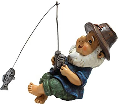 KONTONTY Resin Fishing Dwarf Statue Adornment Garden Dwarf Figurine for Outdoor Decor for Garden Ponds and Courtyard Displays