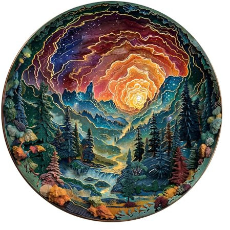 SECOGM Holzpuzzle Erwachsene, 200 Teile 3D Visuelle Höhle Himmel Holz Puzzle Erwachsene, 29x29cm Wooden Puzzle, Unregelmäßige Form, ‌Premium-Holzpuzzle Geschenkbox