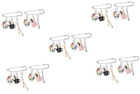LIFKOME 10pièces Broches Alliage De Palette Et Pinceau Bijoux Artistiques Pour Vêtements Pour Et Souvenirs