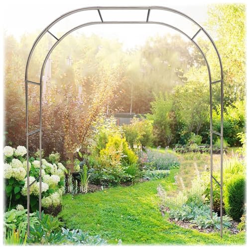 DMMFTERL Gartentorbogen, Rosenlaube für Verschiedene Kletterpflanzen, robuster Edelstahl-Metallbogen, Pergola-Laube aus Metall für Rosen- und Weinreben, Pergola-Dekoration (Größe: 180 x 240