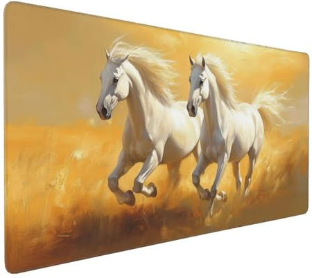 Gaming Mauspad XXL Pferd Mousepad 800x400x4mm Tier Verlängertes Mauspad Schreibtischauflage,Genähte Kanten Mauspad,Verbessert Präzision und Geschwindigkeit Wasserdicht Geeignet für Büro und Spiele