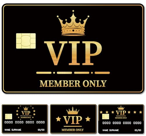 CREATCABIN 4 Stück Kreditkarten Skin Debitkarten Aufkleber Nur Für Mitglieder VIP Kreditkarten Dekor Wasserdicht Bankkarte Schützend Aufkleber Für Kreditkarteninhaber 5.4x8.6cm