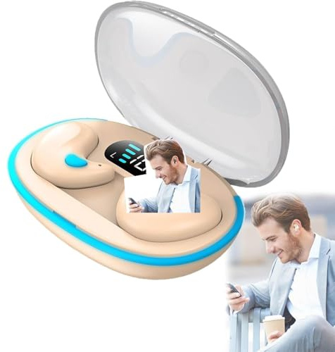 Konbawa Bone Conduction Sleep Bluetooth-Headset, in-Ear 5.3 Trådlösa Brusreducerande Sporthörlurar med LED Digitala för Sport och Arbete