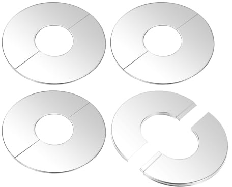 M METERXITY 4-Pack Brida De Pared Partida Placa Escudo Redonda Cubiertas | De Fontanería Autoadhesivas, De 304 Acero Inoxidable, Para Tubería De 2 Pulgadas/50mm, Para Tubería De Agua/Grifo