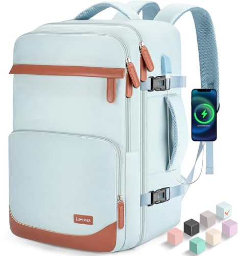 Velaybor 40L Travel Backpack with USB Charging Port, Water-Resistant Carry On Backpack for Men Women, Business Laptop Backpack for Trips & Commutes, Fits 15.6/17.3 Inch Laptop