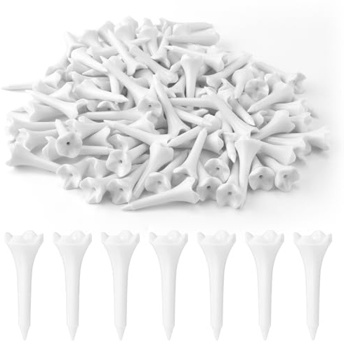BOXOB 100 Stück Golf-Tees aus Kunststoff, 83 mm Länge 4-Zackige Golf-Tees Hohe Sichtbarkeit Übungstrainingszubehör für Eisen Par 3 Driving Range