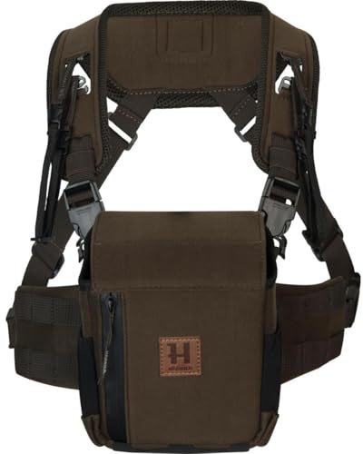 Härkila Bino Harness – Fernglas-Tragegeschirr mit MOLLE-System – Komfortabler & Leiser Jagd-Bino-Halter – Willow Green