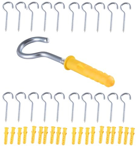 SUKITMISO 20 Stück M6 Schraubhaken Edelstahl, M3 Metallhaken, Metallhaken Schwerlast Augenschrauben, Hakenschraube, Haken zum Schrauben （M6-85mm）