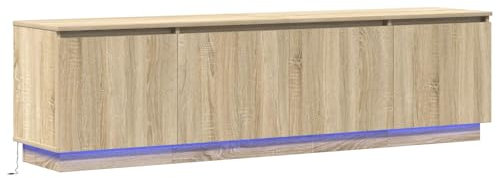 vidaXL Sonoma Oak TV Cabinet - Engineered Wood Media Console with LED Lights, 180x38x49 cm - Modern Storage Unit for Living Room