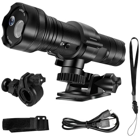 CDIYTOOL Caméra de casque de moto 4K HD & 120° grand angle Action Camera Enregistrement en boucle Extérieur Étanche Sport Action Cam avec lampe de poche 5 modes d'éclairage
