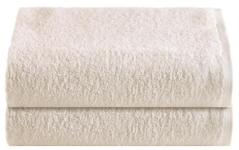 NELLA BIAGINI Telo Doccia Grande, Set da 2, Telo Bagno, 150x100 cm, 100% Spugna di Cotone, 420 gr/mq, per Sauna e SPA, Morbido, Assorbente, Resistente, Tinta Unita. Modello: Minerva (2, Avorio)