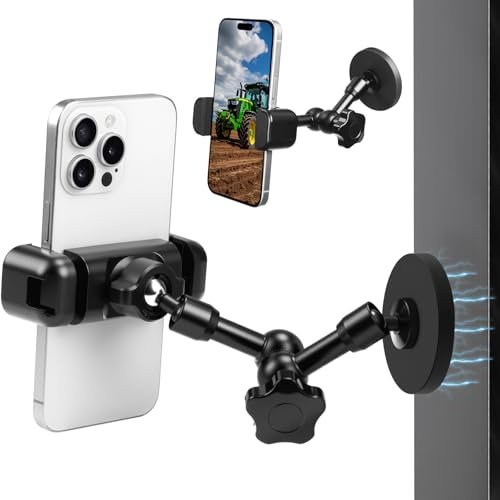 Magnetische Handyhalterung für Traktor/Gym 360° Verstellbarer Langarm | Fit iPhone/Galaxy S/A/Z Flip 3.5~7.5 Handy,Hochbelastbare Handyhalterung für Traktor/Gabelstapler/Boot/Kraftfahrzeuge/Gym