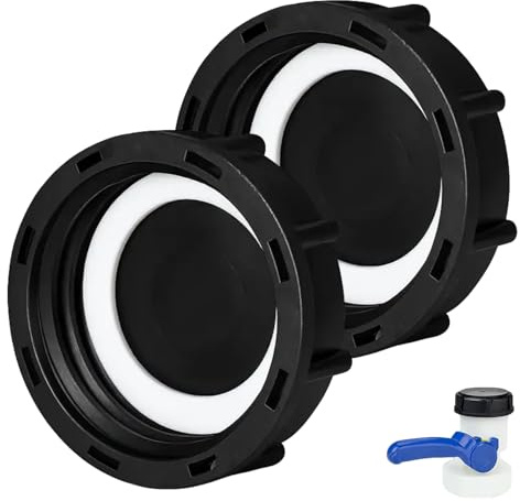 Flewdart 2pcs Tapones IBC S60X6, Tapón IBC 60 mm S60X6 S 60X6 para Cisterna de Agua de 1000 litros, depósito para Agua de Lluvia, contenedor (S60 2pcs)