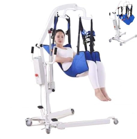 Juodkeo Elevatore elettrico per pazienti per transferimenti letto/sedia a rotelle/auto, aiuto per la toilette con elevatore di comoda, eleva gli anziani dal letto alla sedia