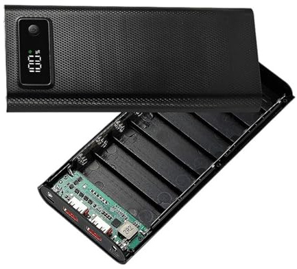 WYLZLKX Facile da trasportare 8 slot 18650 con ricarica rapida e funzionalità di luce a LED, adatto per ricarica rapida fai da te Power Bank