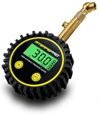 Digital Tire Pressure Gauge for Low Pressure Tires - 0-30 PSI ±0.5% Accuracy, Backlit LCD with 4 Units & Battery Indicator, 360° Swivel Head for Schrader Valve, Fit for ATVs, UTVs, Golf Carts