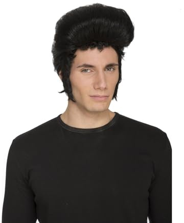 My Other Me - Peluca para hombre adulto de Elvis con tupé años 50 negro con peso de 115 g. Añade un aire retro y carismático a tu estilo en cualquier fiesta temática