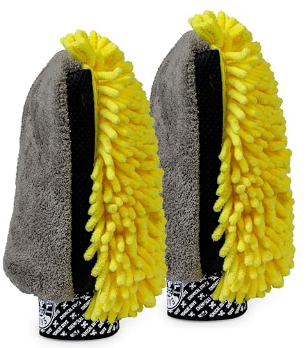 Chemical Guys Three-Way Premium Microfiber Wash Mitt 2 Pack – Ultra Plush Scratch-Free Wash Mitts for Cars, Trucks, Motorcycles & RVs – Safe for Paint, Chrome & Glass