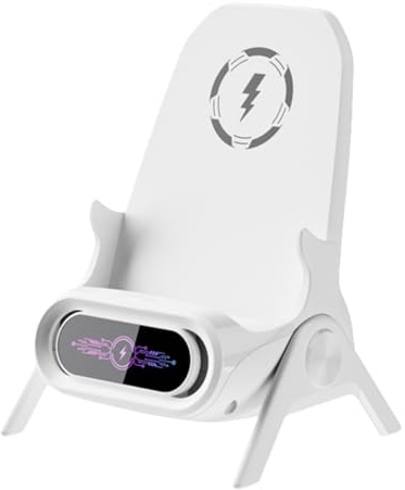 Alipis Supporto Magnetico da Tavolo per Caricabatterie Wireless 15w, Caricabatterie per Cellulare e Tablet Design a Sgabello Piccolo, Ricarica senza Fili Compatibile Tutti i Telefoni,