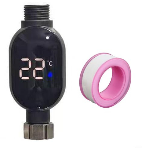 Fauhapyway Termómetro digital impermeable para grifo, mide la temperatura del agua, indicador Celsius para seguridad en el baño (arriba)