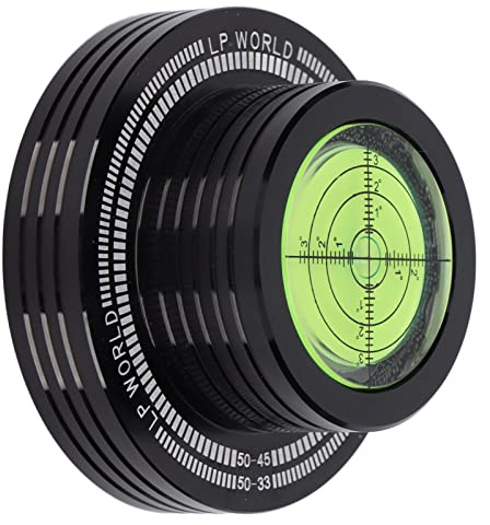 Bewinner Estabilizador de Peso Récord y Abrazadera de Disco Giratorio con Nivel de Burbuja para Reproductor de Vinilo, Estroboscopio de 50 Hz para Medición de Velocidad de 33/45 RPM, Aleación de