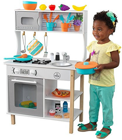 KidKraft All Time Kinderküche aus Holz mit Zubehör, Spielküche mit Geschirr und Lebensmittel, Spielzeug für Kinder ab 3 Jahre, 53370