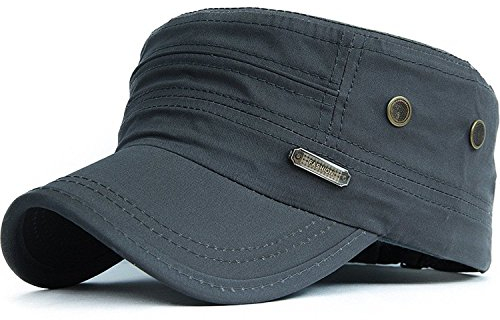 Kuyou Unisex Army Military Flat Cap Vintage Cotton Baseballmütze Kappe (004Grau)