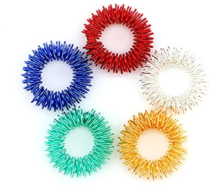 SAVITA Spiky Sensorische Finger Akupressur Ringe Fingermassagering Massageringe Stress Abbauen Therapieknete für Kinder Jugendliche & Erwachsene, 5 helle Farben(5 Pack)