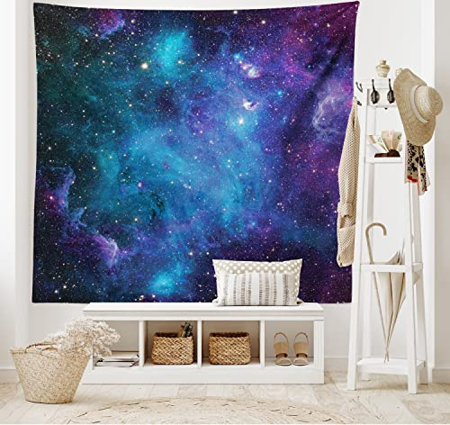 ABAKUHAUS Weltraum Wandteppich und Tagesdecke, Galaxy Stars in Space, aus Weiches Mikrofaser Stoff Wand Dekoration Für Schlafzimmer, 230 x 140 cm,Navy Lila