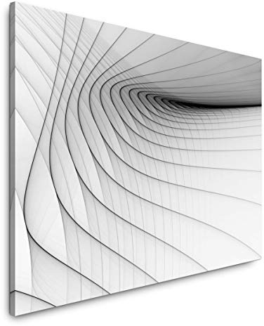 Paul Sinus Art schwarze Streifen auf weißem Hintergrund 150 x 100 cm Inspirierende Fotokunst in Museums-Qualität für Ihr Zuhause als Wandbild auf Leinwand in XXL Format