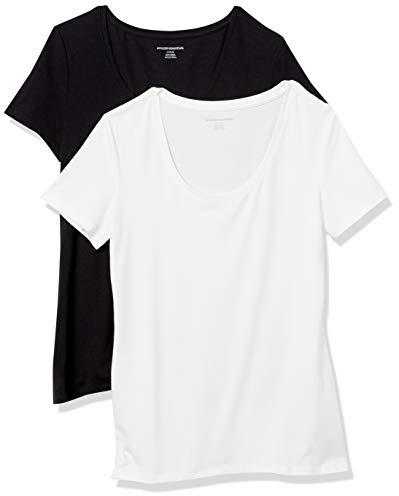 Amazon Essentials Damen Sommer-Oberteile, Regular-Fit Kurzarm-T-Shirts mit U-Ausschnitt, 2er-Pack (erhältlich in Übergrößen)