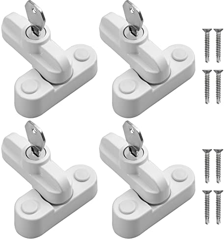Kamtop Sash Jammers Blockers with Keys - 4 PCS Window Restrictor Jammers, Zinc Alloy Window Locks Sash Blockers for UPVC Doors and Windows