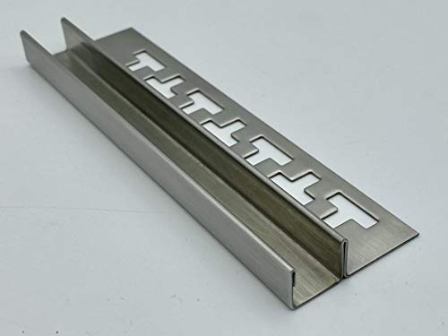 ProDiva Glashalte U-Aufnahme - V4A Edelstahl Fliesenprofil-Fliesenschiene-Profil (Gebürstet, 12,5 mm) - L: 2,50 m