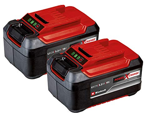 Original Einhell Akku PXC-Twinpack 5,2 Ah Power X-Change (Li-Ion, 18 V, 2x 5,2 Ah-Akkus, universell für alle PXC-Geräte, proaktives Batteriemanagement, angepasste Ladezyklen)