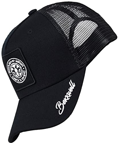 Bexxwell Trucker Cap schwarz mit Logo-Patch (optimale Passform, Kappe, Black, Truckercap, Logo, Cap, Unisex)