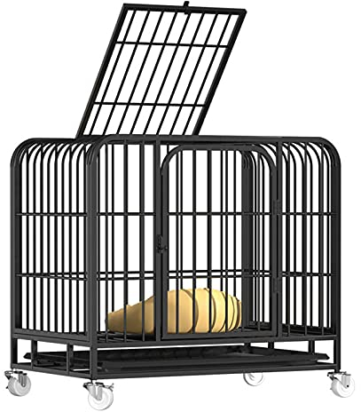 Mittlerer Hundekäfig, Leicht Zu Montieren Indoor- Und Outdoor-hundehaus Mit Rädern, Quadratischem Schlauch Und Dickem Eisenkäfig, 37,4 l X 25.5 W X 33.4 h