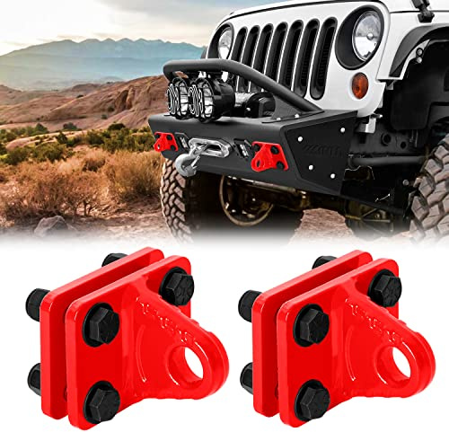 Ding.PAI Lot de 2 Supports de manilles, Anneau en D avec Plaque arrière, soudé/Boulon de 5 tonnes sur Camion, Pare-Chocs, Tracteur Seau (Rouge)