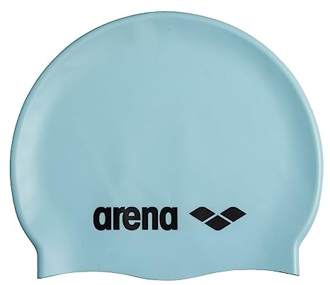 Arena Classic Badmössa i mjuk silikon för kvinnor och män, unisex, för intensiv träning, bekväm halkfri badmössa för långt hår, pastellblå